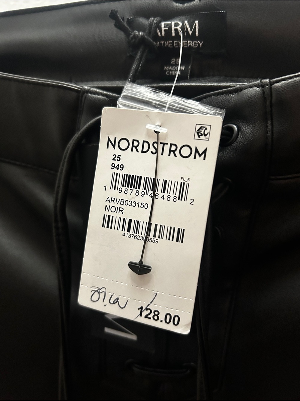 AFRM Black Faux Leather Pants with Drawstring Detail - Picture 4 of 8